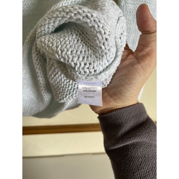 J. Jill Size Medium Relaxed Light Blue Open Knit Pullover Cotton Blend Sweater B - Picture 7 of 8